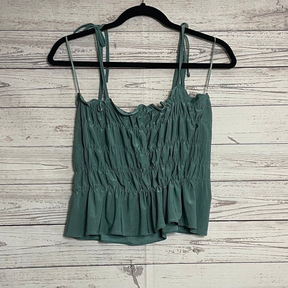 Zara‎ Ruffled Crop Top with Shoelace Straps, Size Medium